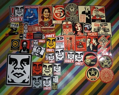 vtg 1990s 2000s graffiti art pop sticker - Obey logos Andre Black market orange+ - Image 1 of 2
