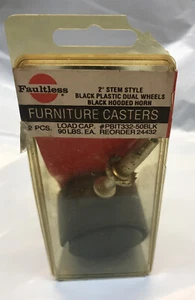 NOS 2 Pack Faultless 2” Stem Style Black Dual Wheel Casters L48632 - Picture 1 of 4