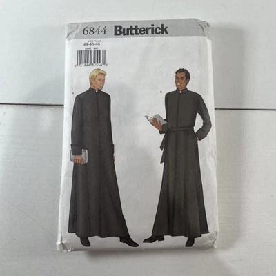Men's ROBE Clergy Cassock PRIEST Butterick 6844 Sewing Pattern 44-46-48 UNCUT - Image 1 of 2