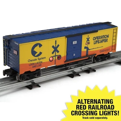 Menards  O-Gauge  Chessie Box Car w/ flashing lights - New Release - Image 1 of 2