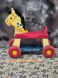 Vintage 1976 Fisher Price Ride On Horse #978 Red White Yellow Blue Fun Toy Play - Picture 1 of 6