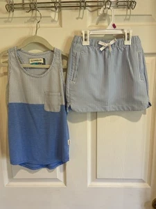 MAGELLAN Girl’s 2-Piece Set Outfit Size XS (6-6X) Blue Striped Top & Skort NWOT - Picture 1 of 11