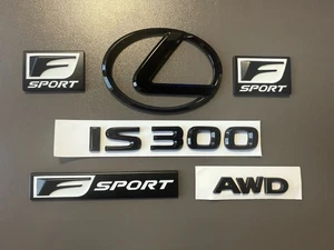 Gloss Black Trunk Emblem Badge Logo F Sport Fits 2014 to 2020 Lexus IS300 AWD - Picture 1 of 18