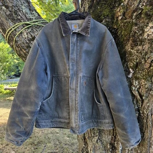 Vintage Carhartt DETROIT XL Jacket J164 PETROL PTL Sherpa Lined Distressed Faded - Picture 1 of 20