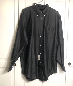 PRESWICK & MOORE Button Down Shirt Mens Sz 17 x 34-35 Black Long Sleeve NWT - Picture 1 of 6