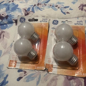 GE 40Watt DECORATIVE Soft White G16 1/2 Light Bulb E26 4 Pack - 8 Bulbs - Picture 1 of 3
