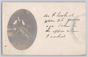 Printer B. F. Harb Compositor Holds Biennial Greeting 1907-1908 Plate RPPC - Picture 1 of 2