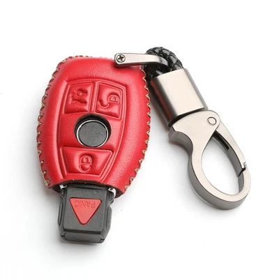 For Mercedes Benz CLA CLS CLK GLK GLA GLC Key Fob Cover Case Red Leather - Image 1 of 4