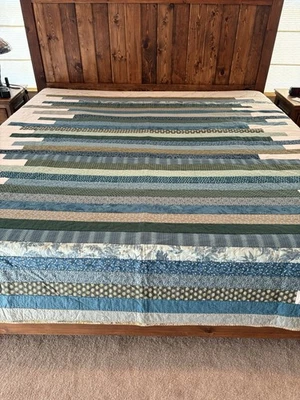 Edredón King o Grande Queen Azul y Verde 94” Ancho X 83” Largo 100% Algodón Foto 1 de 4