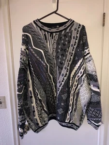 Tundra Canada Abstrakt 100% Baumwolle Strick Pullover Gr. 2XL 3D Strick Cosby Style - Bild 1 von 9