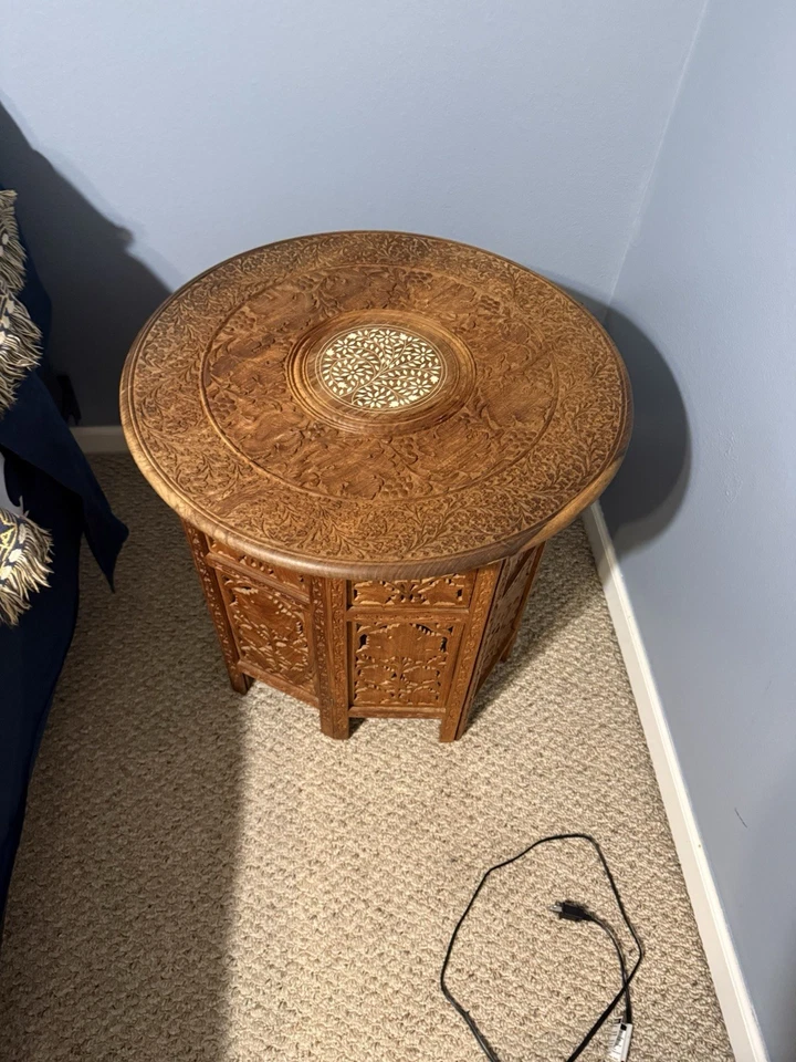 Italian Rosewood Marquetry Bar Tea Dessert Cart 2-Tier 8-Sided Trolley - Image 1 of 4