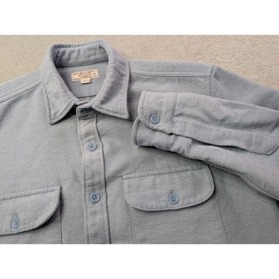 Camisa Wallace & Barnes Para Hombres Talla M Azul Franela Pesada Gamuza Algodón Abotonada Foto 1 de 4