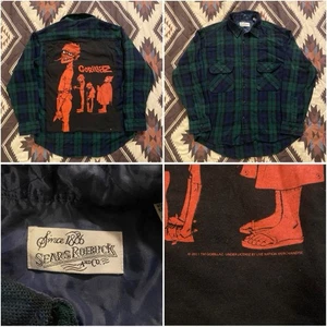 Gorillaz Custom Vintage Flanell Button Down Hemd Wollmischung Grün Herren Large - Bild 1 von 10