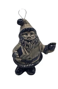 Vintage salzglasierter blauer Weihnachtsmann Ornament Buch Apfel signiert vom Künstler Mayes 3 Zoll - Bild 1 von 15