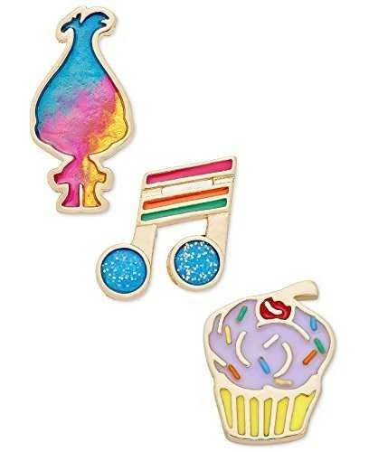 Betsey Johnson XOX Trolls Cupcake Note Decorative Pin Set Set of 3