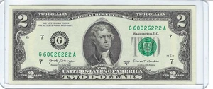 UNCirculated 2017A $2 Two Dollar TRINARY Bill Note G60026222A 4 of a Kind 2s - Picture 1 of 3