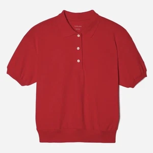 New Everlane Oversized Polo Shirt Size Small Red Organic Cotton - Picture 1 of 7