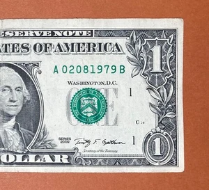 February 8, 1979 ; 2 August 1979 (A 02081979 B) Birthday Note $1 One Dollar Bill - Picture 1 of 3