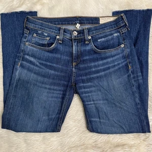 Rag & Bone Dre Capri Relaxed Raw Hem Knee Tear Jean in Dia Wash size 25 - Picture 1 of 12