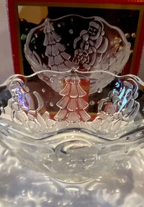 Gorham Holiday Traditions Crystal North Pole Express Santa Bowl 5 3/4” Inches - Picture 1 of 4