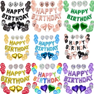 Happy Birthday Balloons Banner Self Inflating Bunting Decoration Letters Balloon - Picture 1 of 41