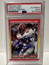 JESSIE TUGGLE Signed Auto Autographed 1990 Score Rookie RC Atlanta Falcons PSA