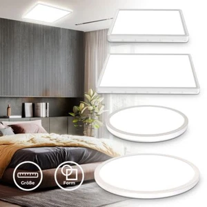 LED Panel Flach Deckenlampe Dimmbar Deckenleuchte Wohnzimmer Büro Flur Weiß - Bild 1 von 11