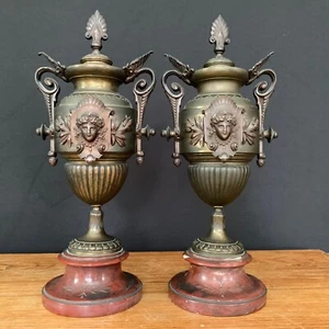Pair Victorian Egyptian Revival Urns Ewers - Picture 1 of 10