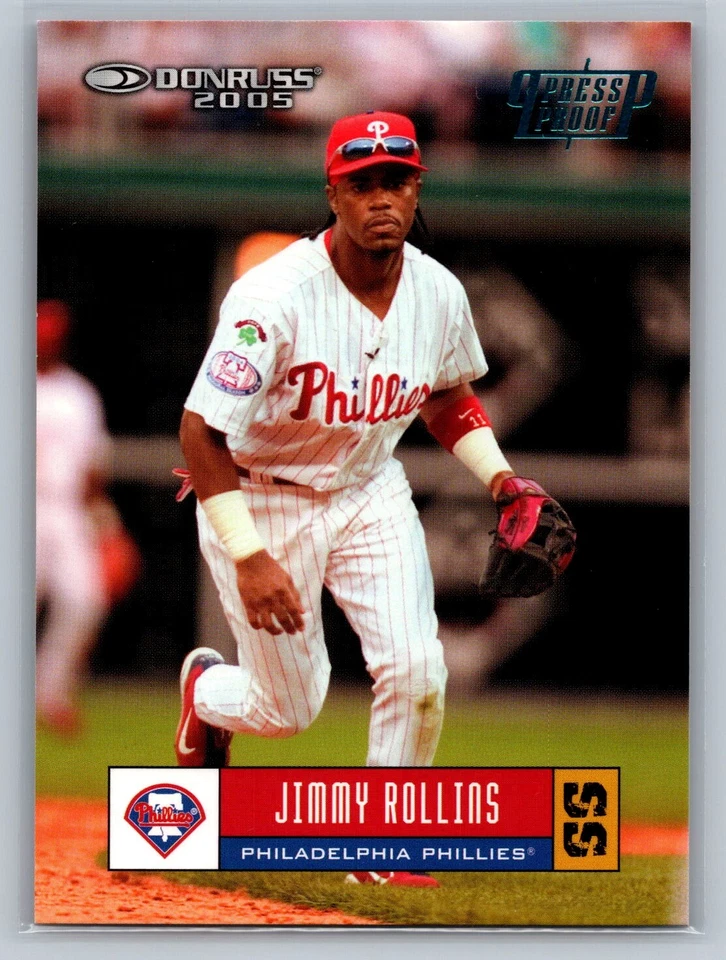 Donruss #296 Jimmy Rollins 2005 pruebas de prensa azul #/100 Foto 1 de 2