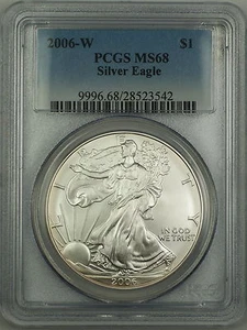 2006-W American Silver Eagle Coin ASE 1 Oz .999 Fine PCGS MS-68 - Picture 1 of 2