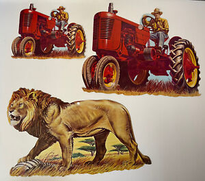 Vintage Tractor Farmer Farm And Lion Paper Die Cuts