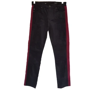 AG Adriano Goldschmeid Mari Tuxedo Stripe Velvet Pants Jeans Size 28 Black Red - Picture 1 of 9