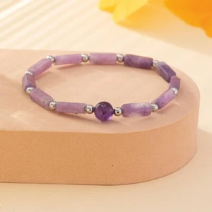 Lila Amethyst Armband für Damen - verstellbar 6,7-7,9 Zoll, Natursteine - Bild 1 von 6
