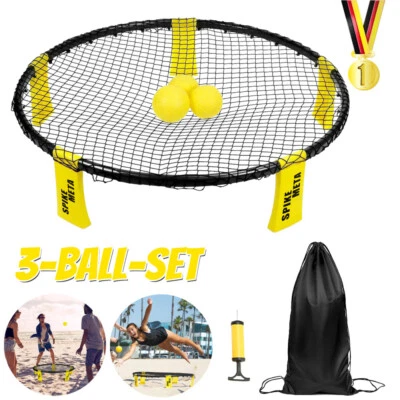 SPIKEMETA NEU! Outdoor Spikeball Set mit Netz, Bälle & Tasche für Garten Strand Spielspaß