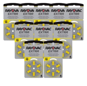 60 Rayovac Extra Advanced size 10 PR70 Hearing Aid Batteries 1.45V Zinc Air 6bl - Picture 1 of 6