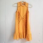 Asos Design Lace Mini Ruffle Mustard Pephem Hemline Dress New Party Size 2