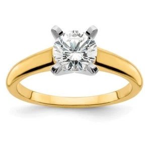 14k Two-tone Gold 4.4mm Round Lab Grown Diamond Solitaire Ring Size 7 - Picture 1 of 9