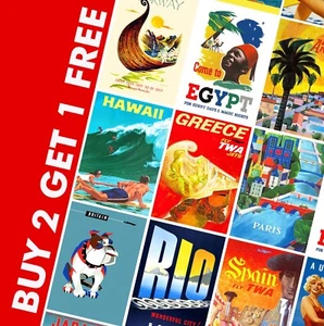 BEST VINTAGE TRAVEL POSTERS - Retro Prints - A4 - A3 - A2 - Home/Wall Art Deco - Picture 1 of 51