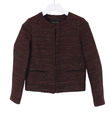 Blazer Massimo Dutti Mujer EE. UU. 6 Mezcla de Lana Patrón Gancho y Cierre de Ojos Foto 1 de 4