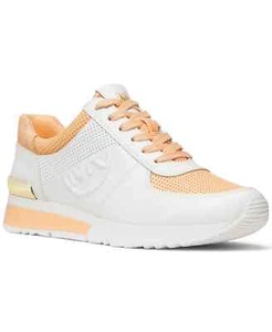 Michael Kors Allie WRAP WEISS perforiert ORANGE LOGO Turnschuhe US 11 I LOVE SCHUHE - Bild 1 von 4