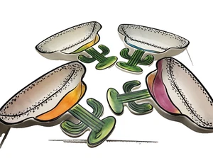 Margarita Kaktus Servieren Snack Gerichte CLAY ART SALSA Teal Orange Limette Lila 4 - Bild 1 von 6