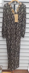 SHERYL CROW SCHWARZ BESTICKT LANGARM STRICK MAXIKLEID GRÖSSE Medium - Neu mit Etikett - Bild 1 von 10