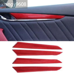 Borde de panel de puerta interior de fibra de carbono rojo para Maserati Ghibli Quattroporte 14-22 - Imagen 1 de 12
