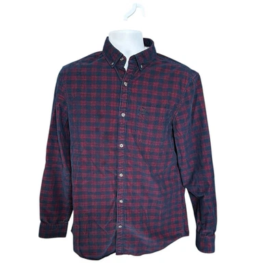Original Penguin by Munsingwear Men's LS Corduroy Blue Red Button Down Medium - Image 1 of 4