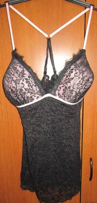 Secret Treasures Camisón de Encaje Negro y Rosa Muñeca Bebé 2X 18 20 W Nylon Spandex Foto 1 de 4