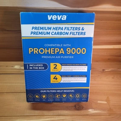 VEVA 9000 HEPA 2 Pack Replacement Filters Including 4 Carbon Pre Filters - Image 1 of 4