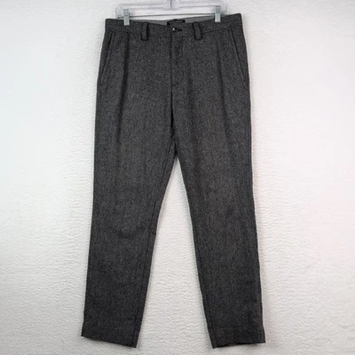 Banana Republic Aiden Fit Pants Men’s 32x29 Wool Blend Herringbone Black Gray - Image 1 of 4