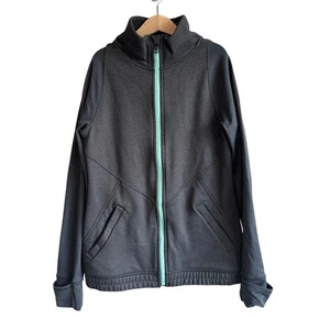 Ivivva by Lululemon Full Zip Hooded Sweatshirt Jacket Cuffins 14 Gray Teal - Picture 1 of 11