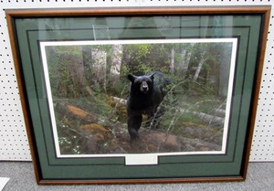 33" X 27" MICHAEL SIEVE THE BLACK GHOST BLACK BEAR PRINT SIGNED AND (EZS003106) - Picture 1 of 7