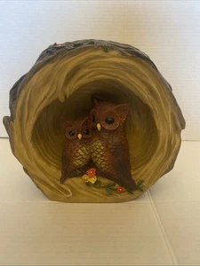 Owls Nesting In Tree Stump Yard Light Up Decoration Plastic Battery Operated - Picture 1 of 14